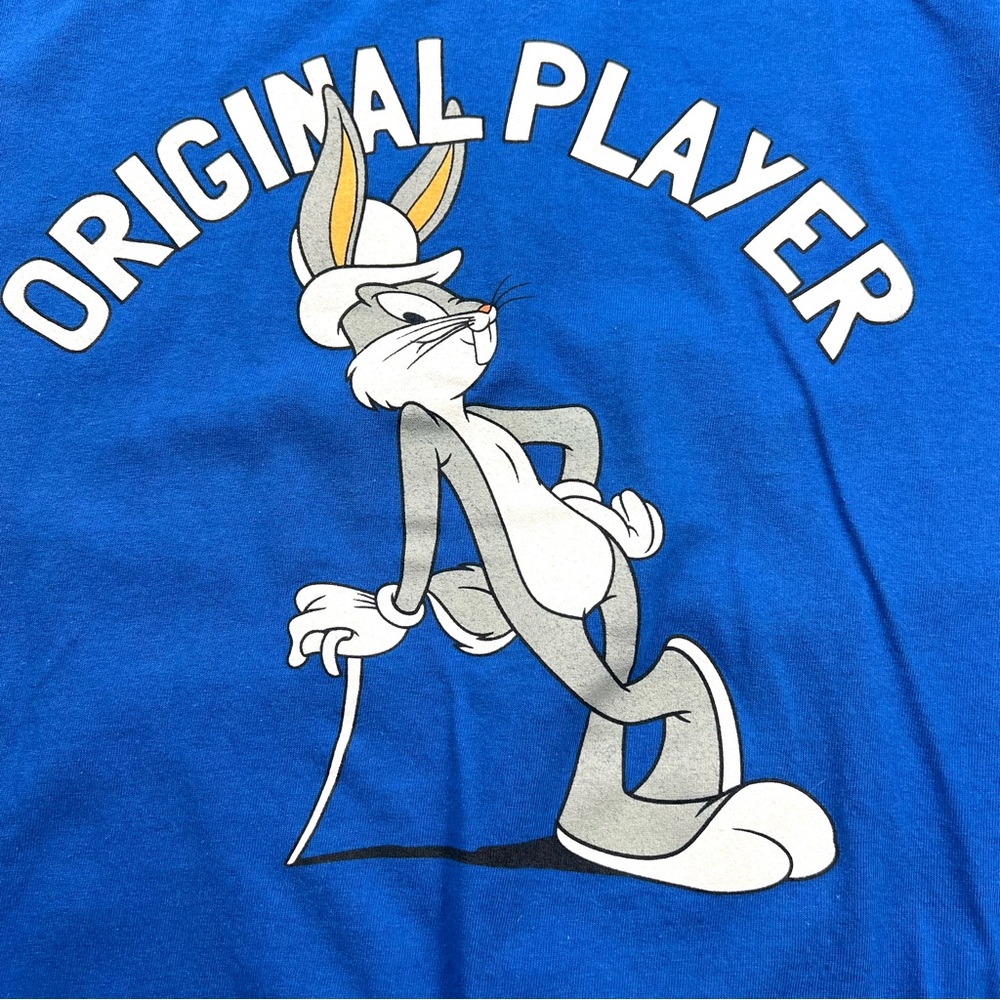Looney Tunes ‘Original Player’ Bugs Bunny Graphic Tee Unisex size L Royal Blue - Picture 5 of 8